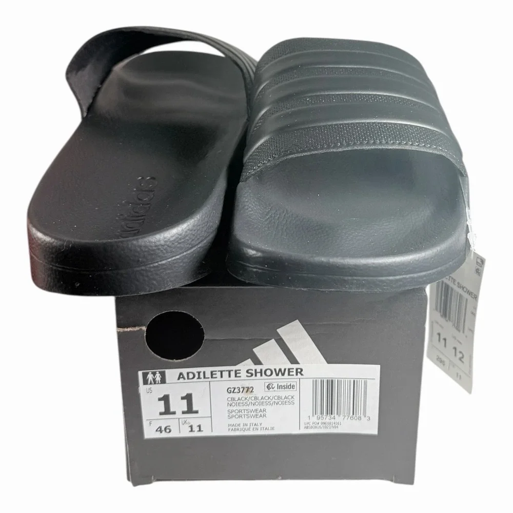 Adidas‎ Adilette Shower Slides 11M/12W Black Slides GZ3772 New with Tags and box
